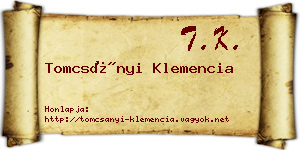 Tomcsányi Klemencia névjegykártya
